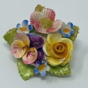 Denton China Made in England Floral Brooch